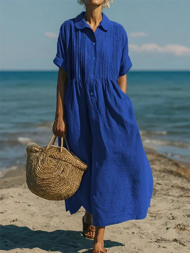 Fern | Relaxed Cotton Shirt Midi Dress for Summer
