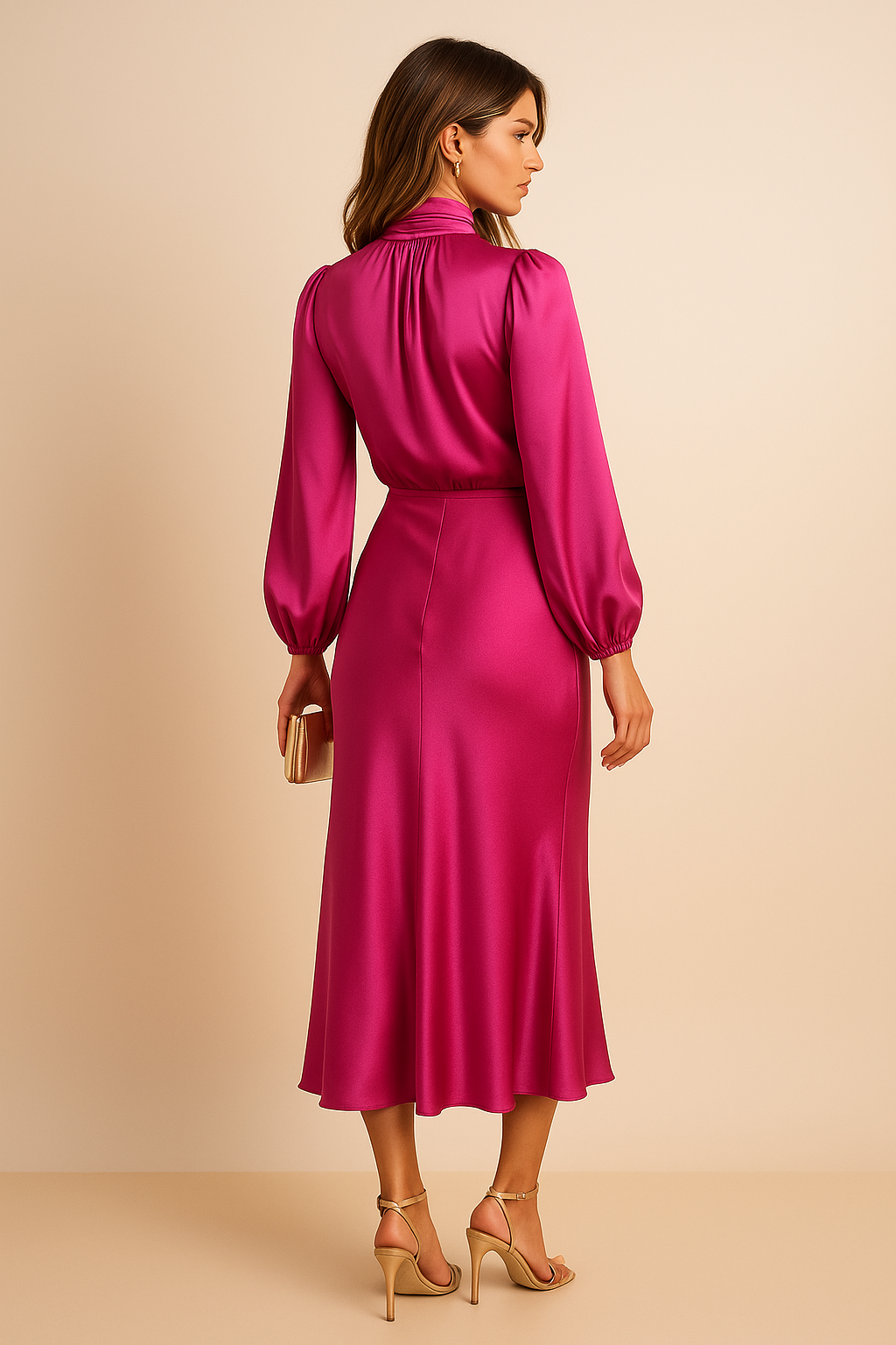 Willa | High-Neck Cotton High-Waist Midi Dress