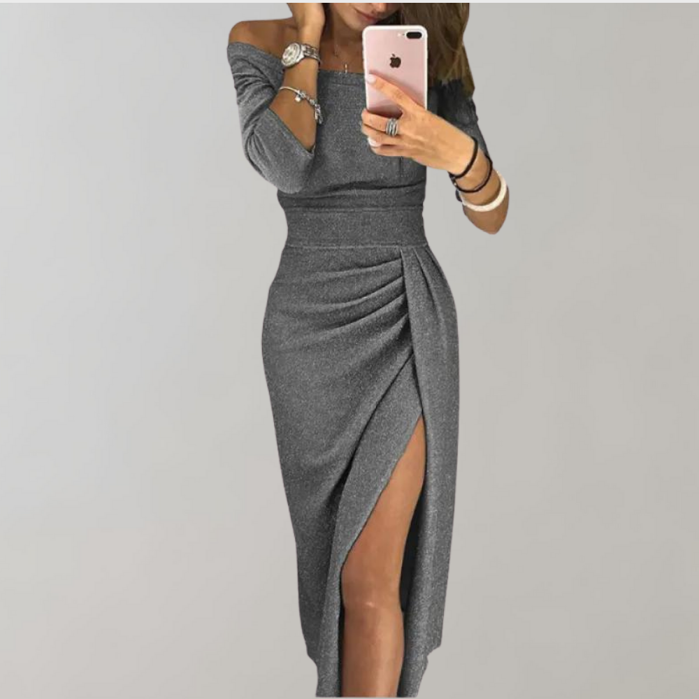 Celia | Feathered-Neck Bodycon Dress