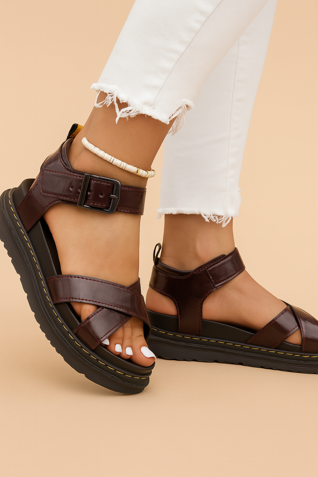 Rosa | Crossover Platform Ankle-Buckle Women Summer Sandals