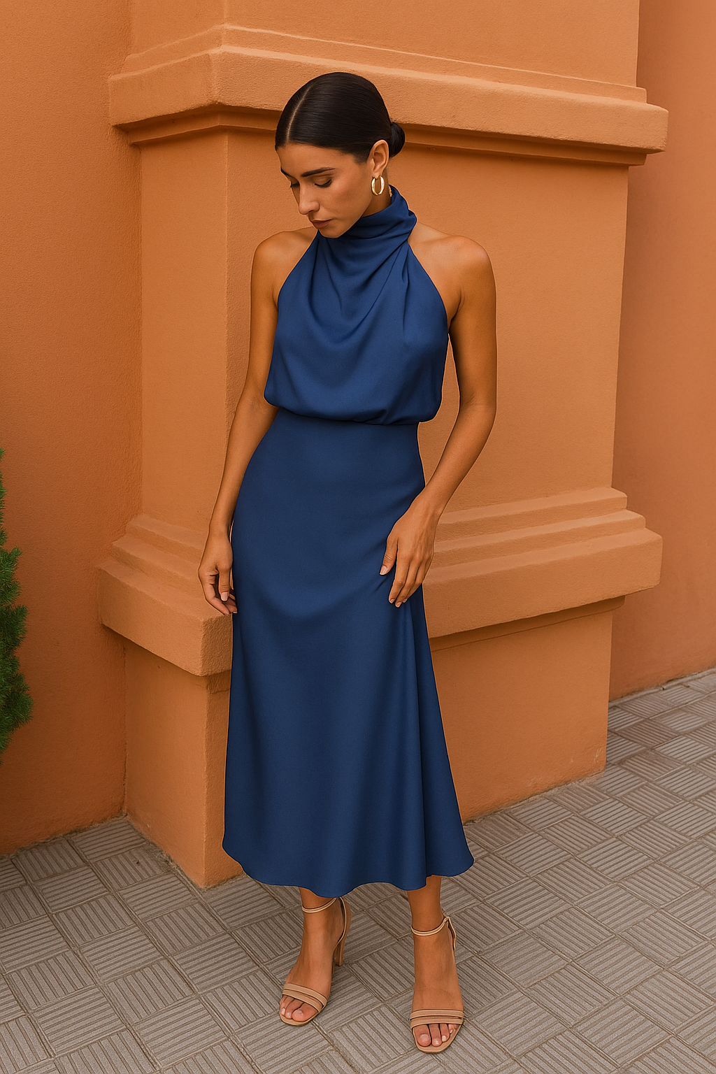Leila | Draped Open-Back Satin Dress for Summer
