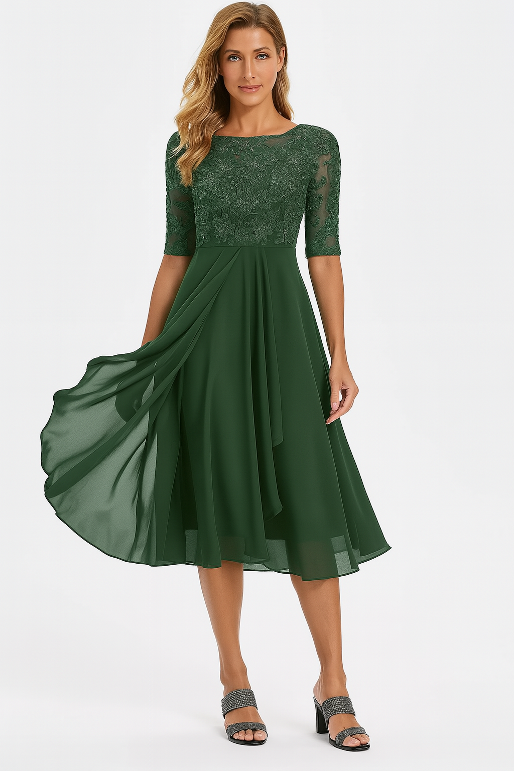 Georgia | A-Line Clean-Cut Midi Dress for Summer