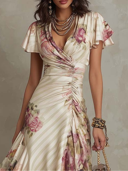 Piper | Satin Floral Midi Women Party Dress