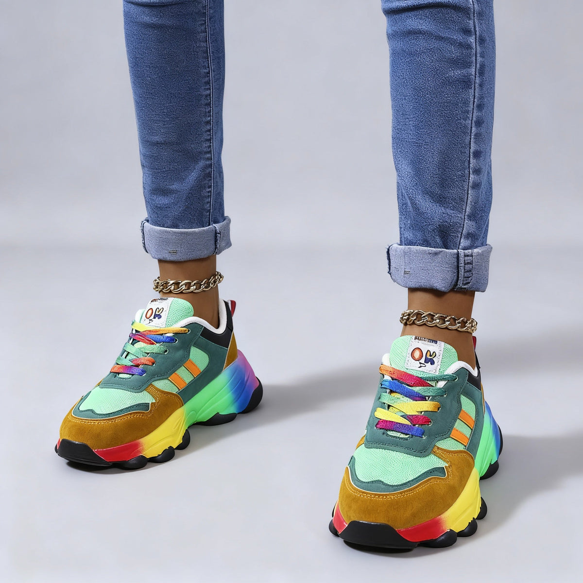 Rose | Multicolour Contrast-Stitch Women Orthopedic Sneaker