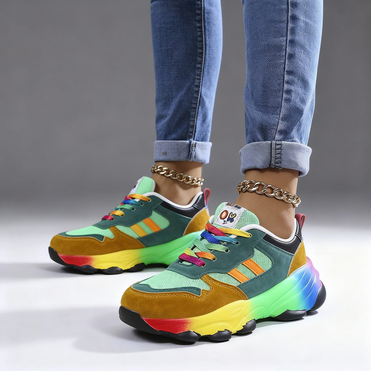 Rose | Multicolour Contrast-Stitch Women Orthopedic Sneaker