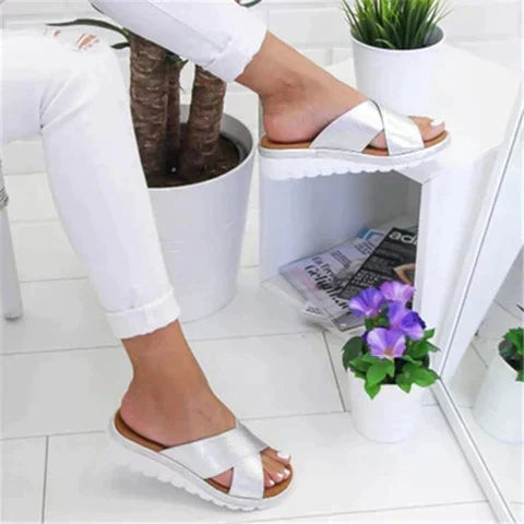 Amelia | Wide Cross-Strap Slip-On Platform Women Sandals for Summer
