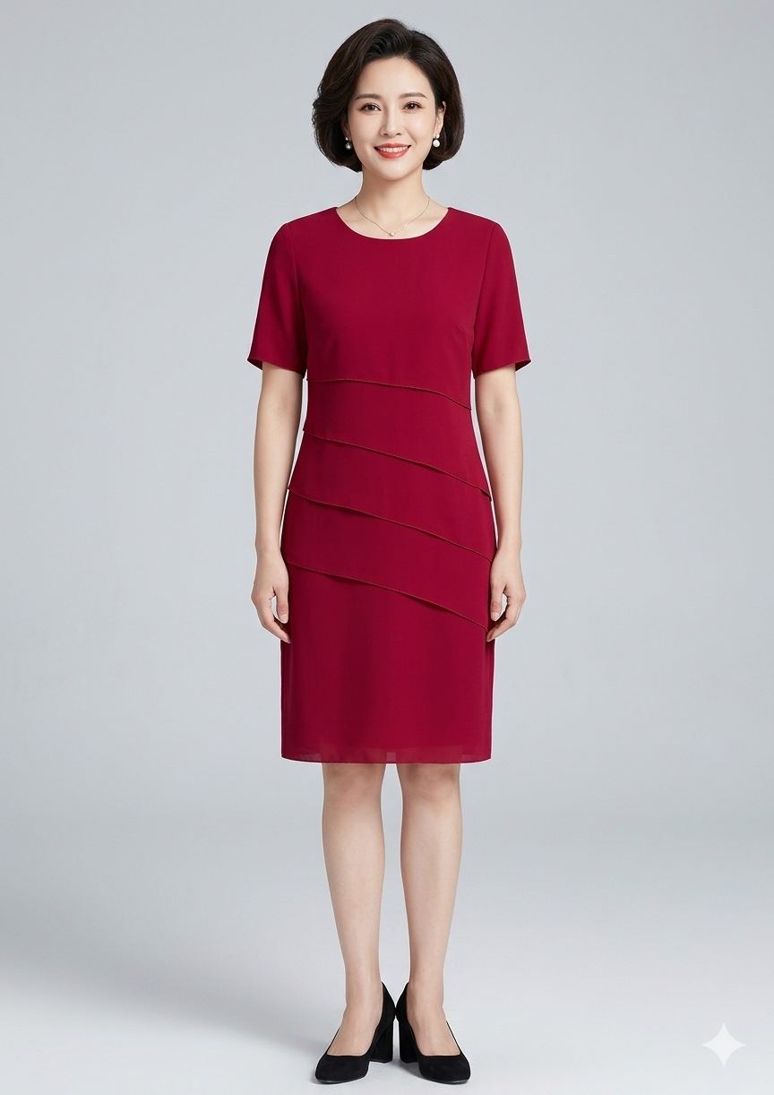 Luna | Chiffon Tiered Short-Sleeve Dress for Summer