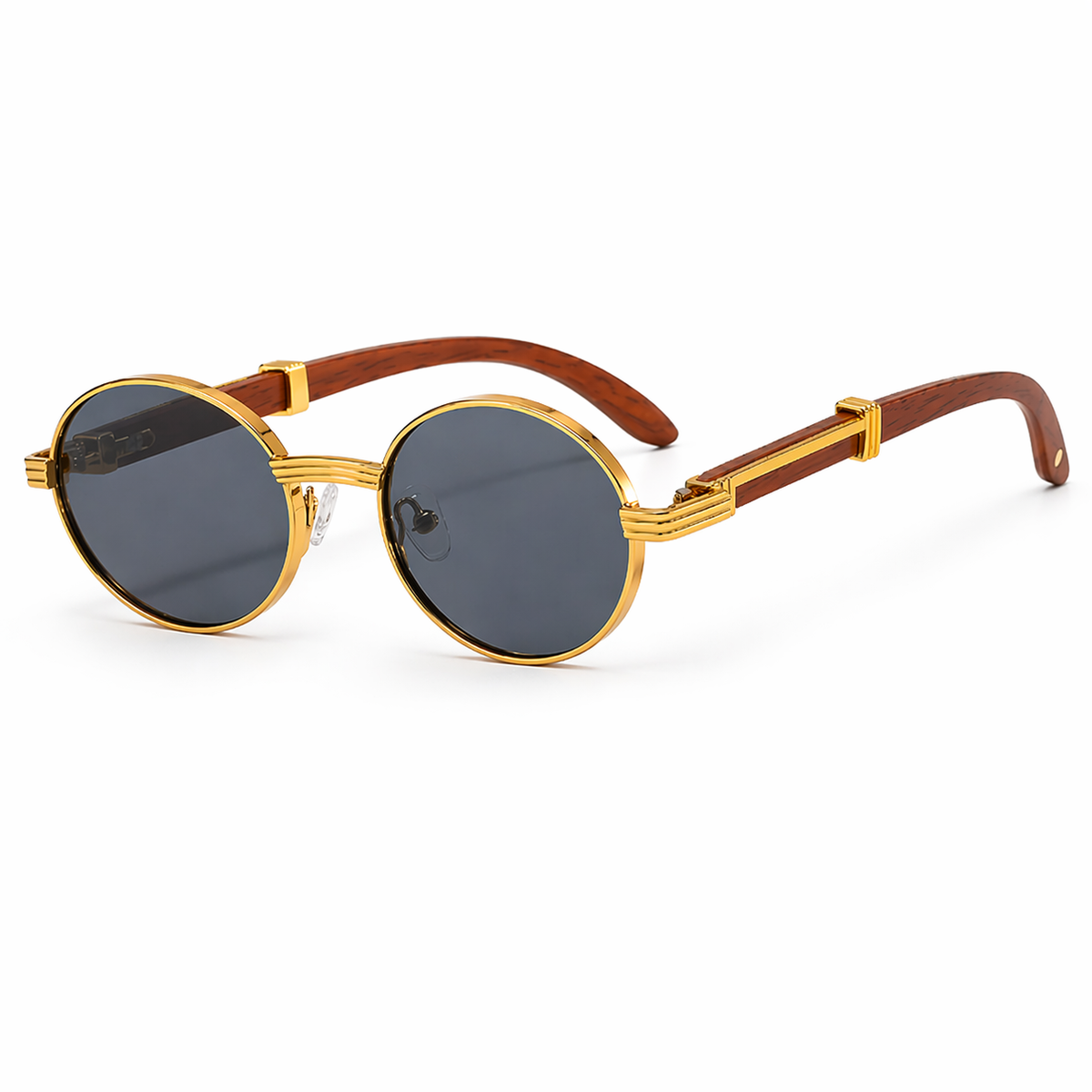 Lucia | Wood-Look Arm Round Women's Sunglasses for Summer