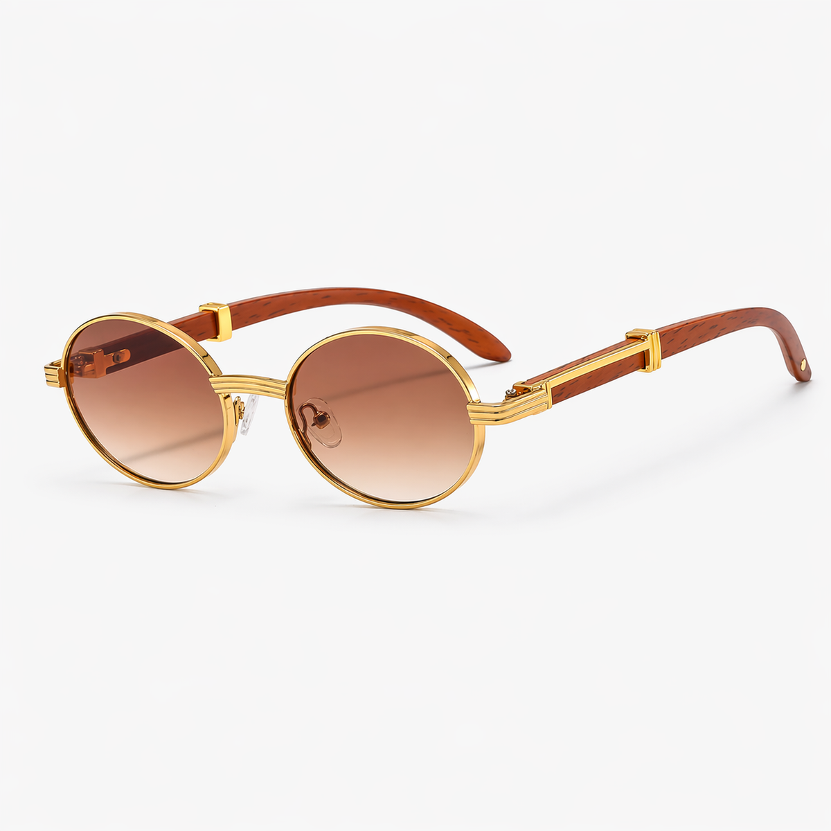 Lucia | Wood-Look Arm Round Women's Sunglasses for Summer