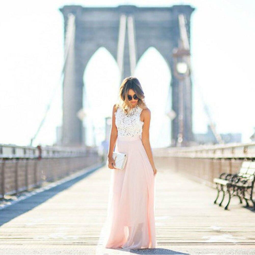 Dora | Lace-Bodice Chiffon Maxi Dress