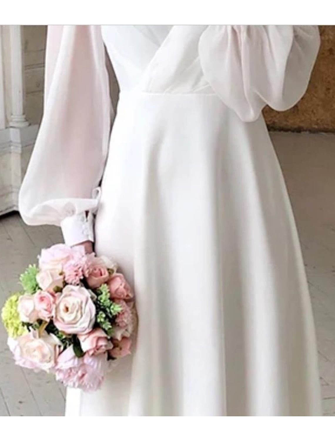 Juliet | Puff-Sleeve Midi Bridal Dress