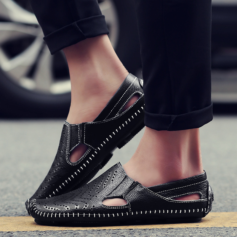 Silas | Perforated Leather Closed-Toe Men Sandals for Summer