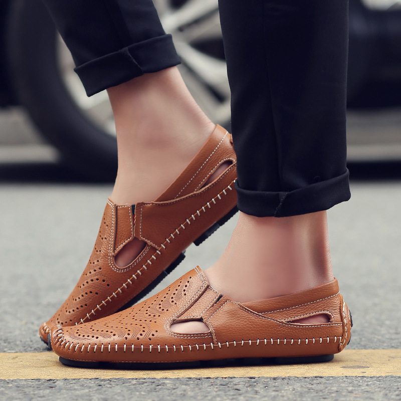 Silas | Perforated Leather Closed-Toe Men Sandals for Summer