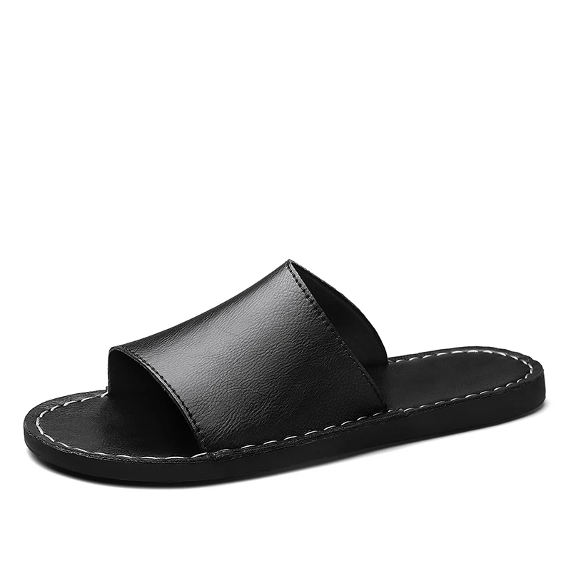 Ronan | Hand-Stitched Leather Slide Men Sandals for Summer