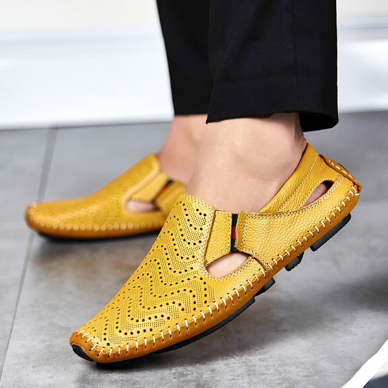 Silas | Perforated Leather Closed-Toe Men Sandals for Summer