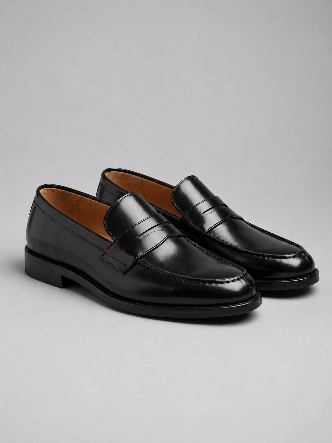Rupert | Glossy Leather Block-Heel Penny Men Loafers