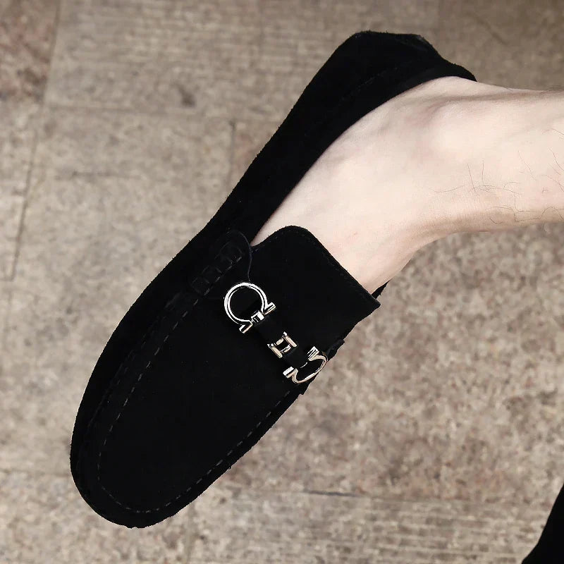 Dominic | Suede Buckle Pebbled-Sole Men Loafers
