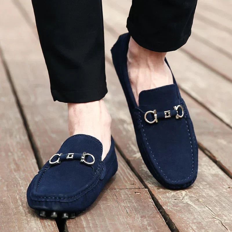 Dominic | Suede Buckle Pebbled-Sole Men Loafers