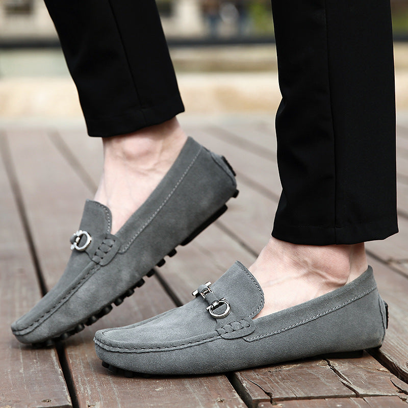 Dominic | Suede Buckle Pebbled-Sole Men Loafers