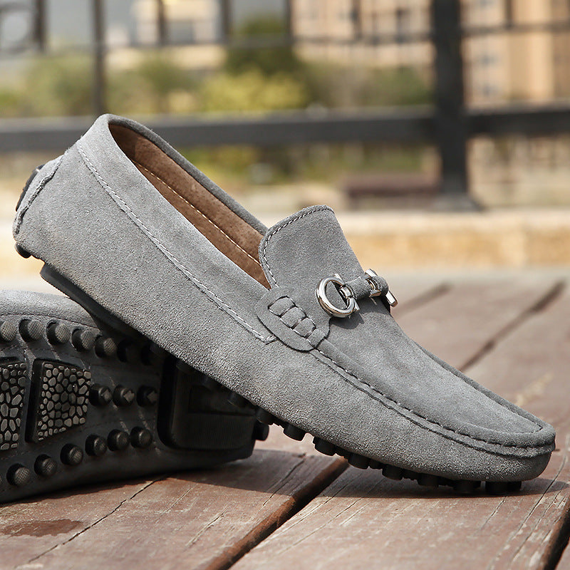 Dominic | Suede Buckle Pebbled-Sole Men Loafers