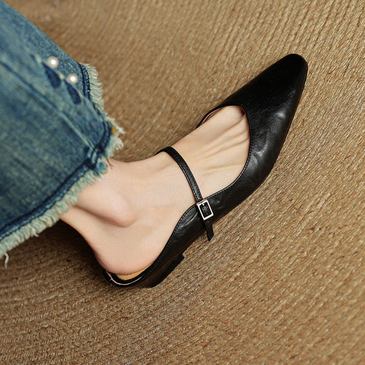 Penelope | Pointed-Toe Slingback Buckle Women's Flats