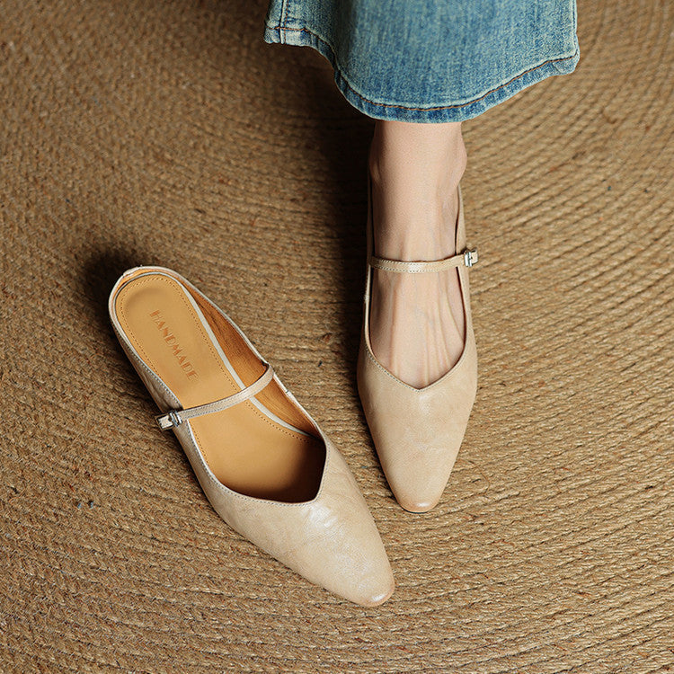 Penelope | Pointed-Toe Slingback Buckle Women's Flats