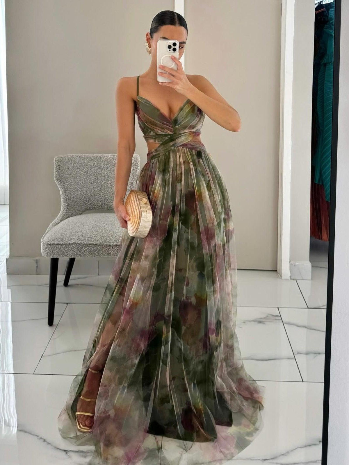 Grace | Painted Floral A-Line Women Party Dress