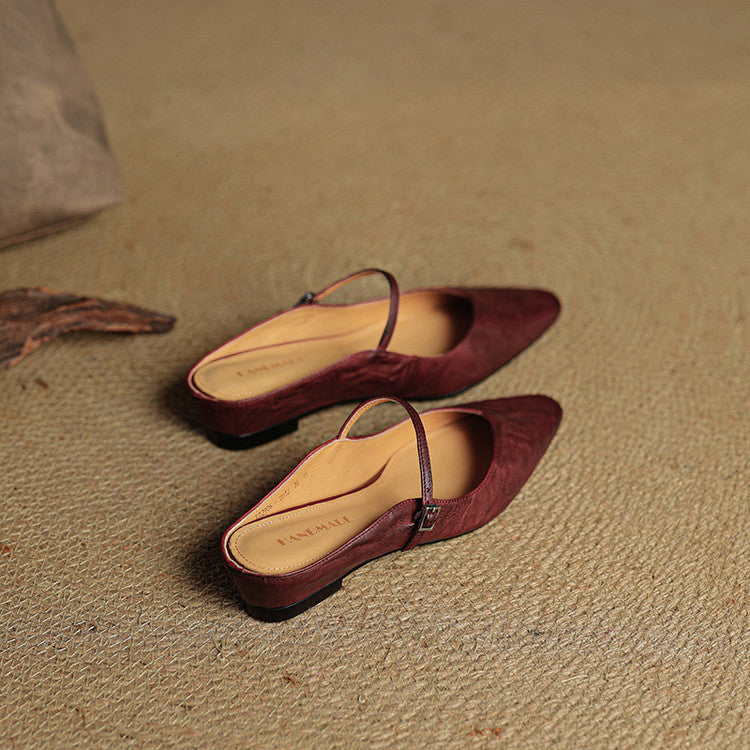 Penelope | Pointed-Toe Slingback Buckle Women's Flats