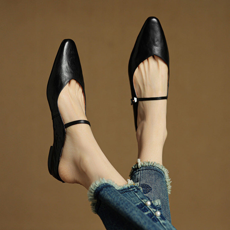 Penelope | Pointed-Toe Slingback Buckle Women's Flats