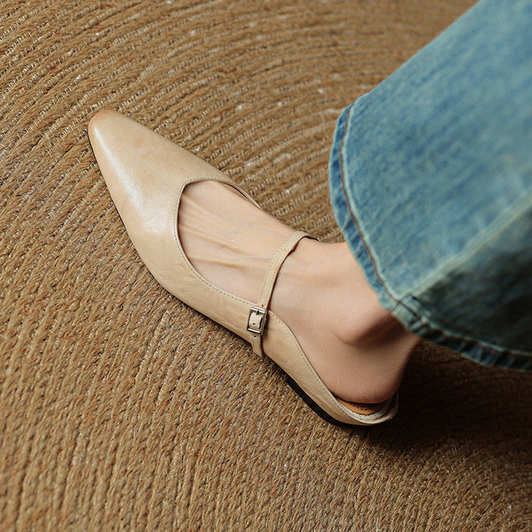 Penelope | Pointed-Toe Slingback Buckle Women's Flats