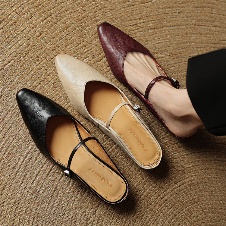 Penelope | Pointed-Toe Slingback Buckle Women's Flats