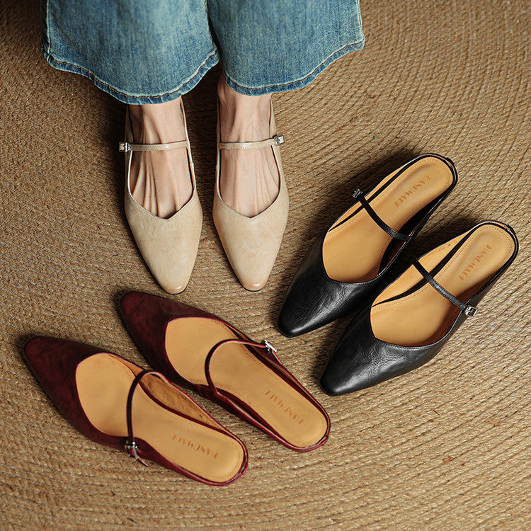 Penelope | Pointed-Toe Slingback Buckle Women's Flats