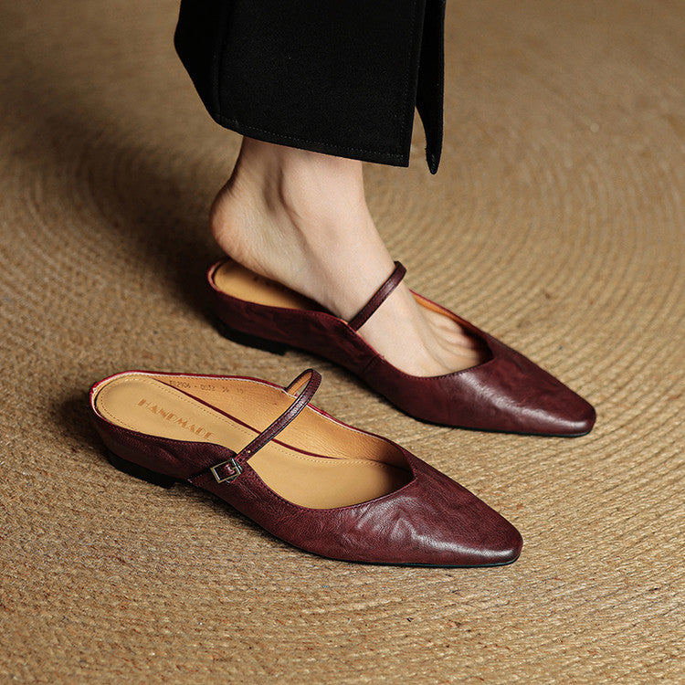 Penelope | Pointed-Toe Slingback Buckle Women's Flats