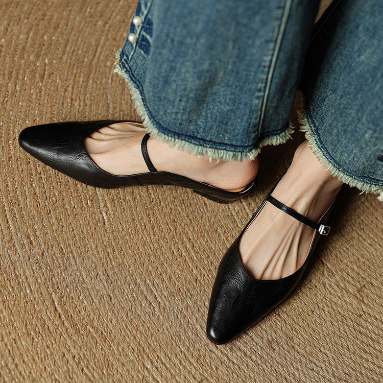 Penelope | Pointed-Toe Slingback Buckle Women's Flats