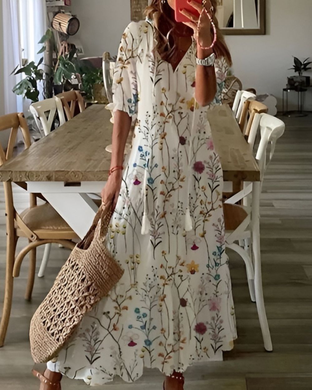 Bonnie | Boho Tassel Linen Cover-Up Dress for Summer