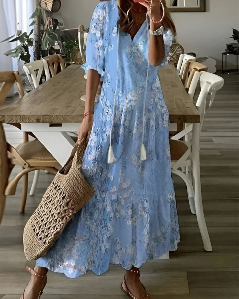 Bonnie | Boho Tassel Linen Cover-Up Dress for Summer