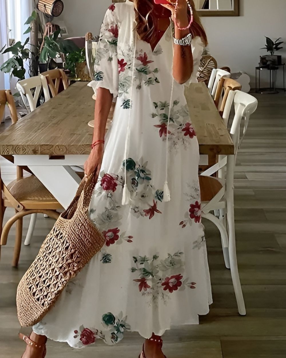 Bonnie | Boho Tassel Linen Cover-Up Dress for Summer