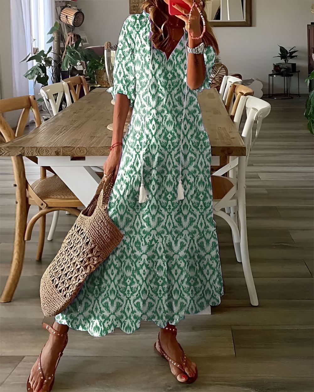 Bonnie | Boho Tassel Linen Cover-Up Dress for Summer