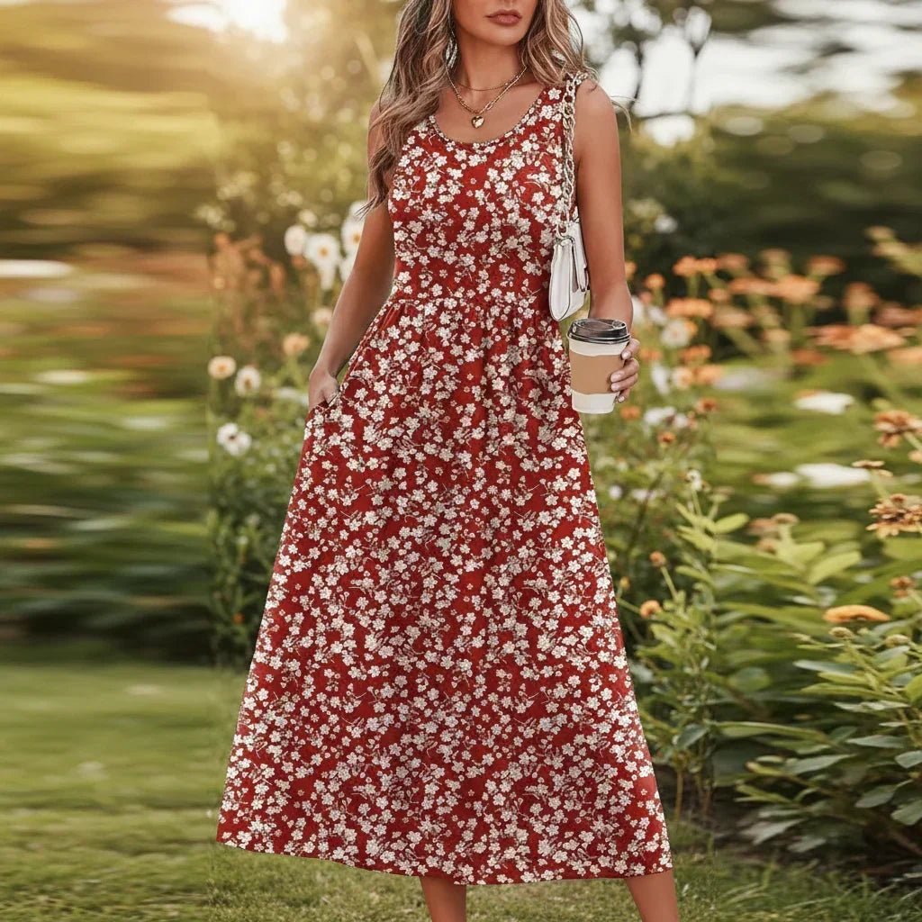 Laurel | Boho Print Sleeveless Maxi Dress for Summer