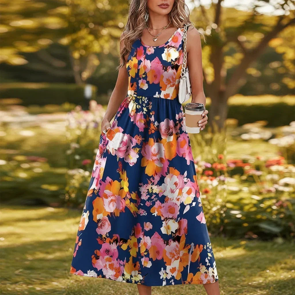 Laurel | Boho Print Sleeveless Maxi Dress for Summer