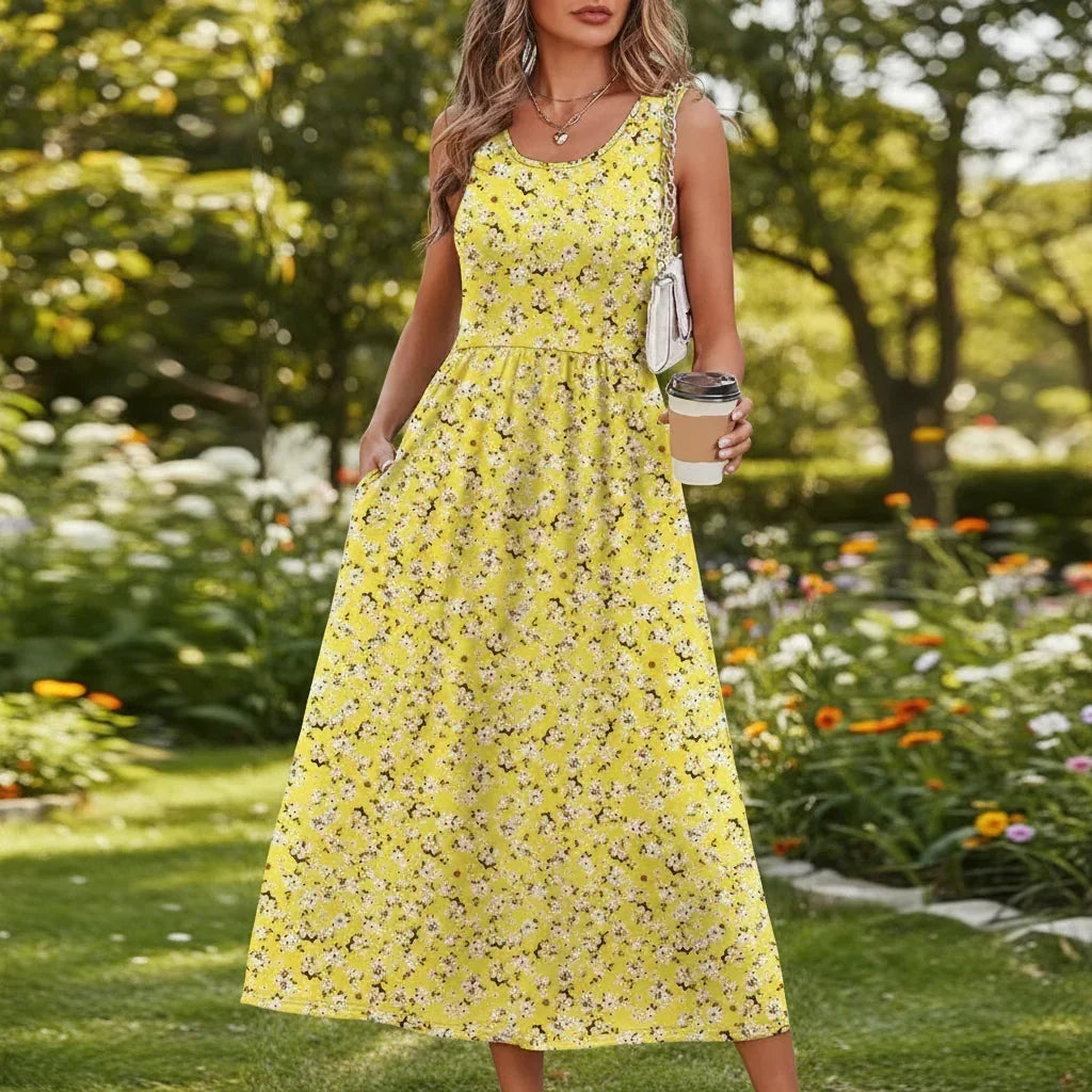 Laurel | Boho Print Sleeveless Maxi Dress for Summer