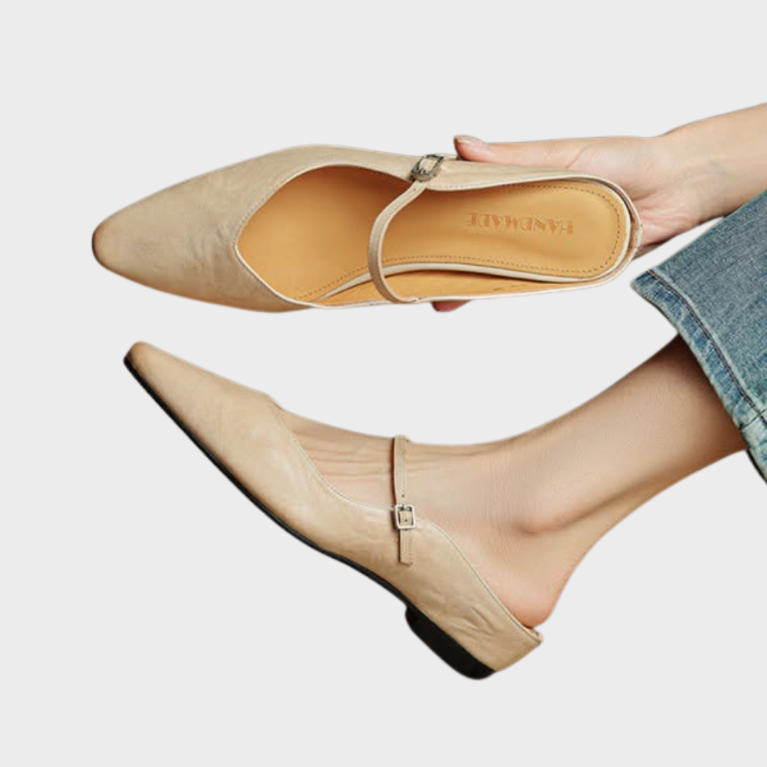 Penelope | Pointed-Toe Slingback Buckle Women's Flats