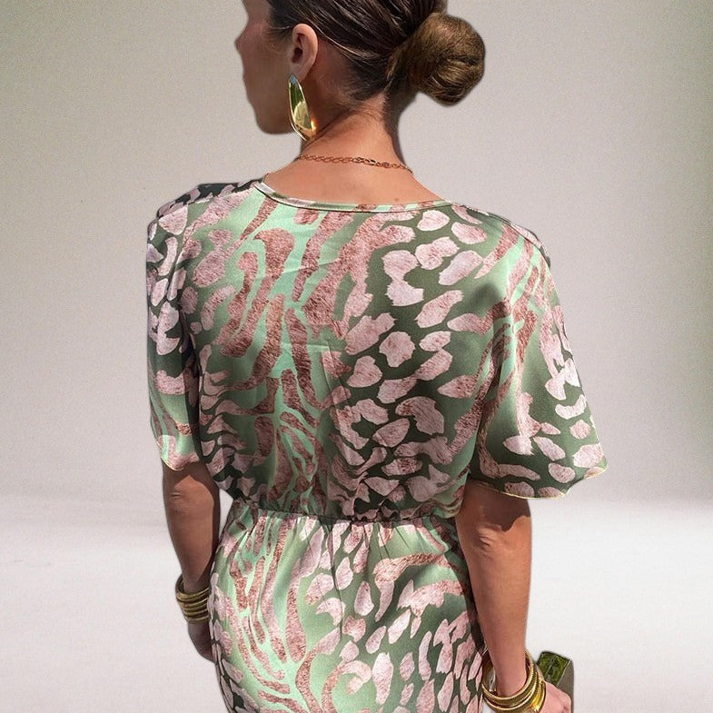Arabella | Satin Twist-Neck Wrap Maxi Dress