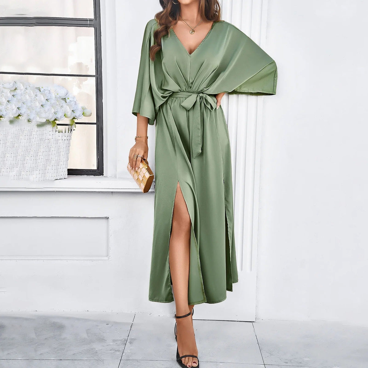 Cressida | Flowing V-Neck Maxi Women Party Dress