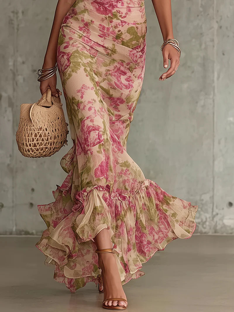 Mia | Puff-Sleeve Rose Print Women Party Dress