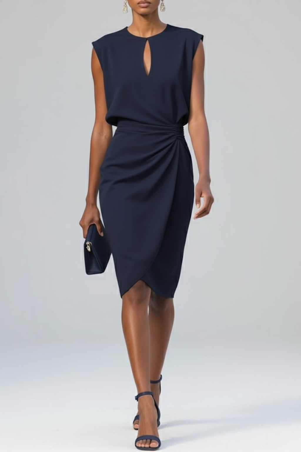 Gia | Keyhole Ruched Midi Dress for Summer