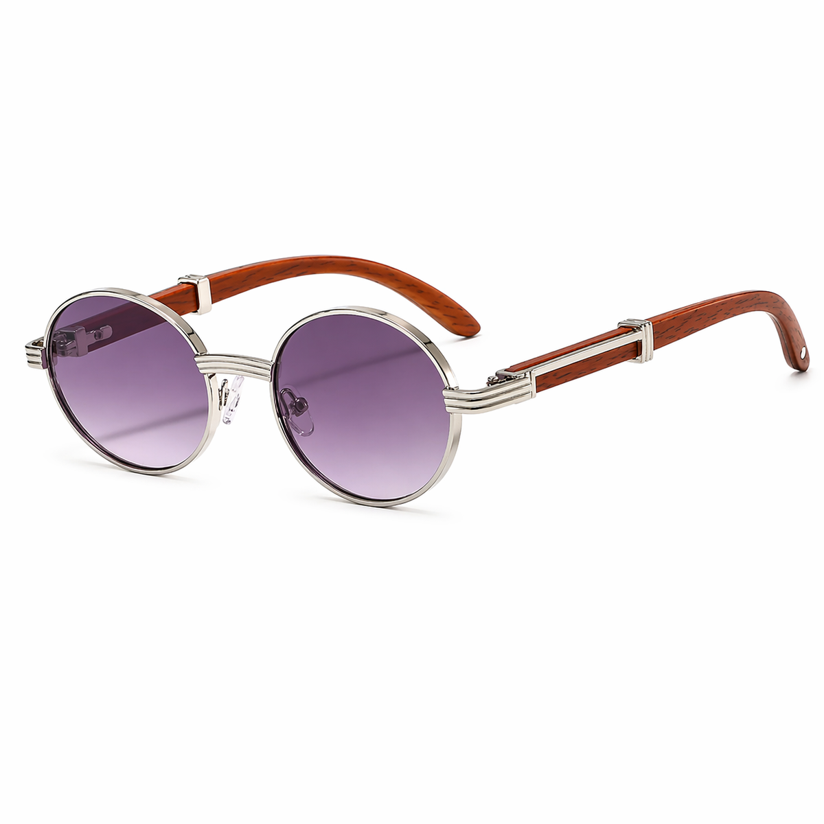 Lucia | Wood-Look Arm Round Women's Sunglasses for Summer