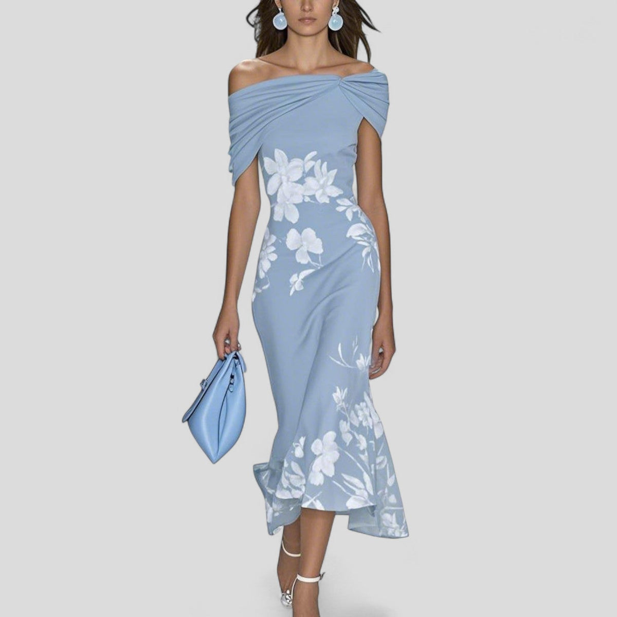 Anais | Statement Print Relaxed Linen Midi Dress for Summer