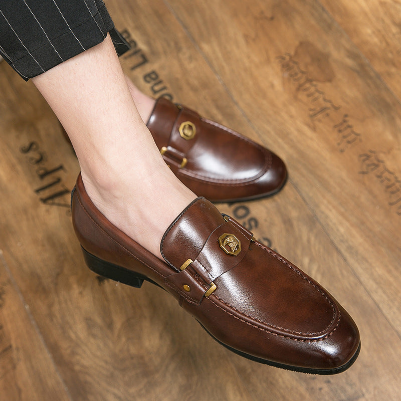 Charles | Emblem-Buckle Leather Formal Men Loafers