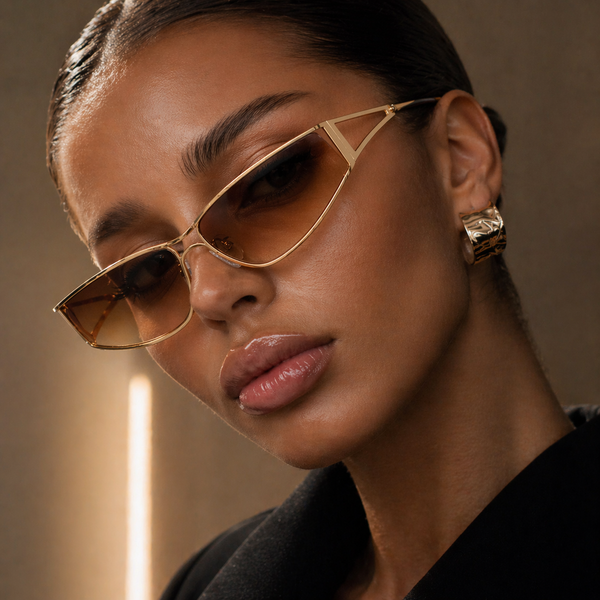 Elena | Curved Slim-Frame Gradient Sunglasses